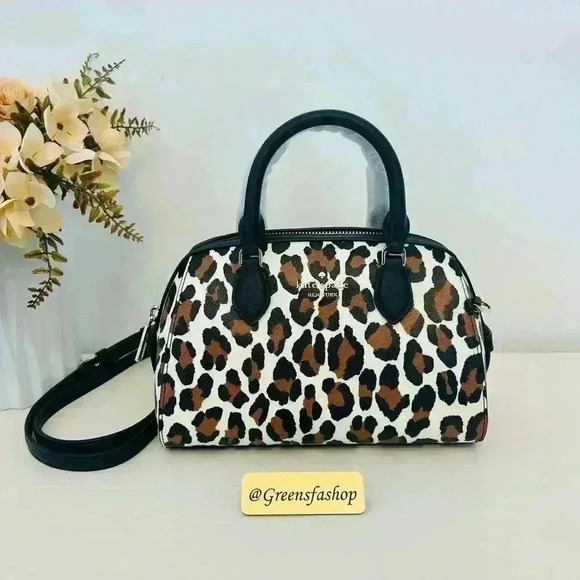 Kate Spade Purse Madison Spotted Leopard Duffle Crossbody Bag - Picture 2 of 11